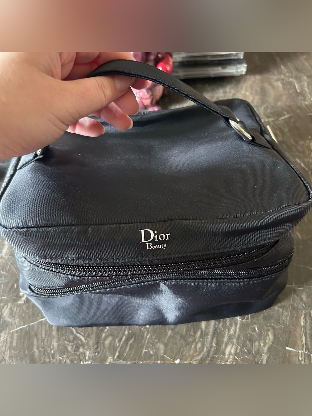 Dior Beauty Double Decker Makeup Cosmetic Travel Bag in Black